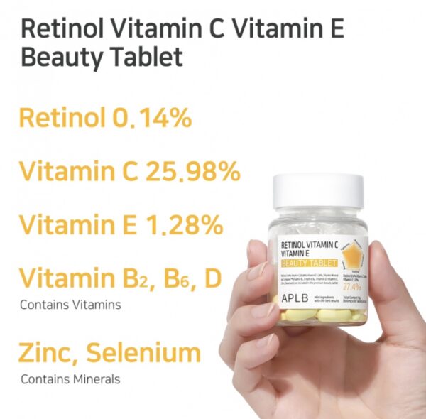 APLB - Retinol Vitamin C Vitamin E Beauty Tablet - Imagen 3